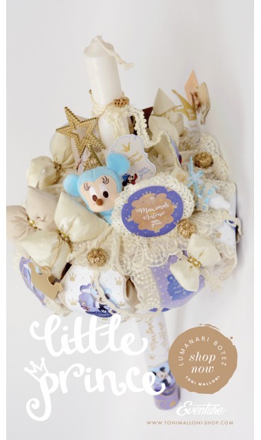 Lumanare de botez pentru baieti cu Mickey Mouse royal, 65x4 cm, Vrajitorul perfect 9